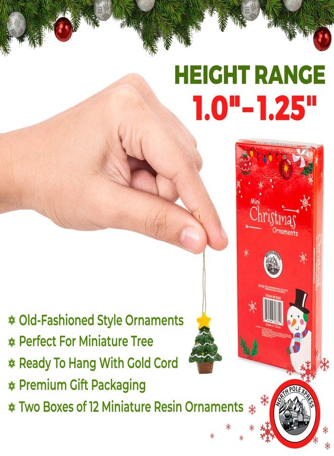 NorthPoleXpress Mini Resin Christmas Ornaments Set of 24 - Rustic Christmas Decorations - Small Miniature Christmas Tree Ornaments - Santa Snowman Gingerbread Angel - Tiny Christmas Tree Decorations with Gift Box! - Image 5